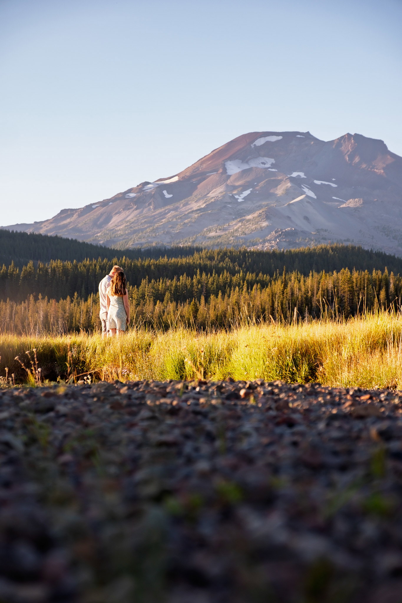 Engagement session at the water's edge, Sparks Lake